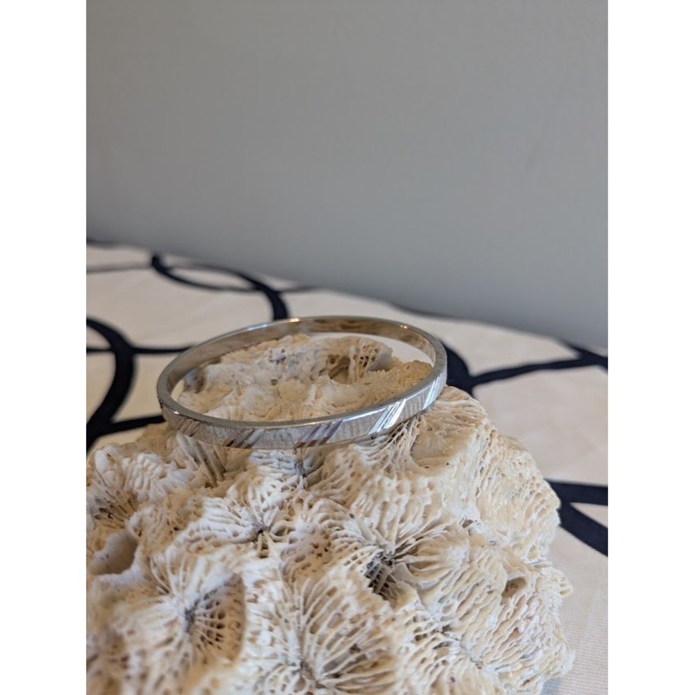Monet Silver Tone Bangle Bracelet Textured Diagonal Design Vintage Jewelry